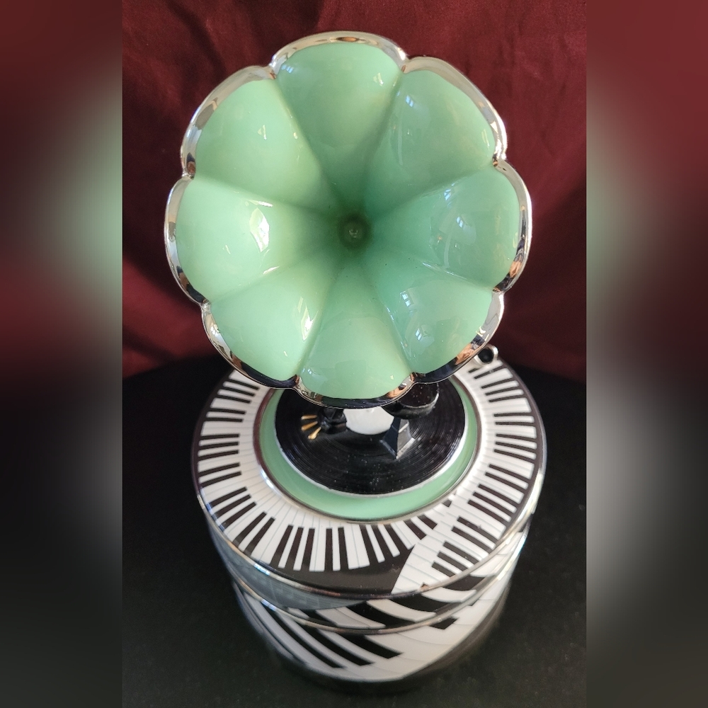 Porcelain Musical Jazz Theme Storage Box with Removable Spindle